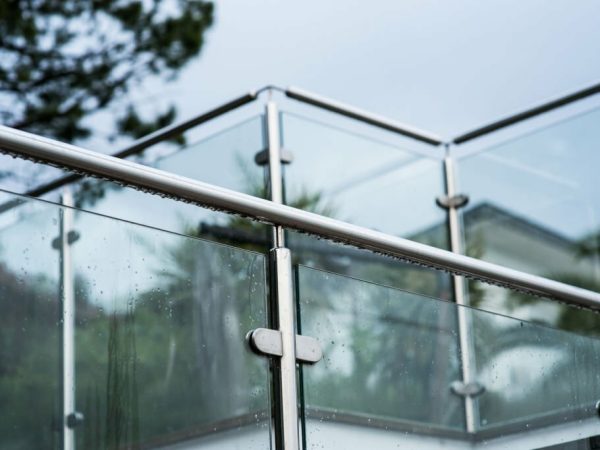 Metal railings and glass wall outdoor